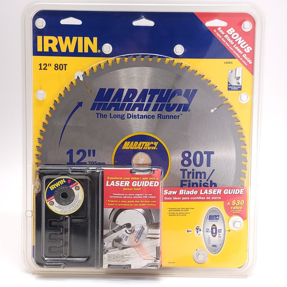 2005 Irwin Marathon 12 Inch 80T Trim Finnish Blade with Laser Guide 14083L New